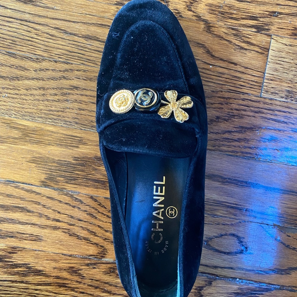 Chanel black suede Loafers